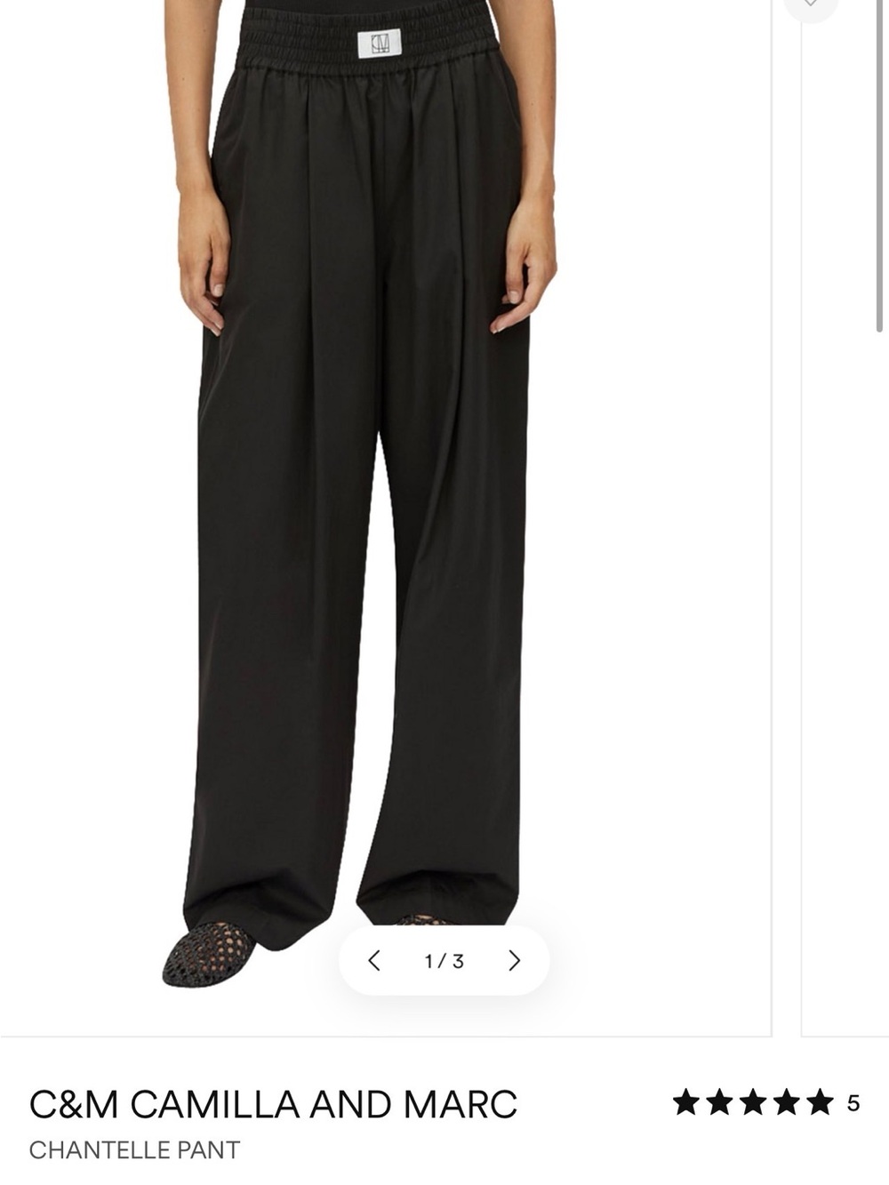 camilla & marc Black Wide-Leg Chantelle Pants